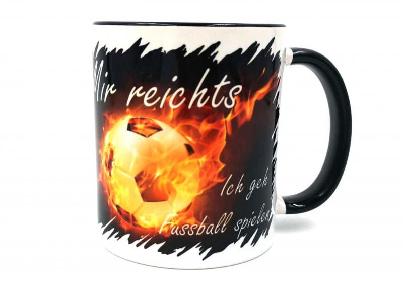 Fussball Two Tone Tasse weiß/schwarz